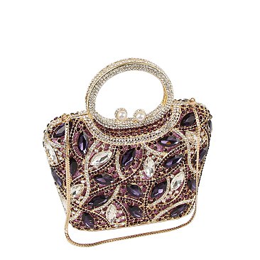 Embellished Leaf Clutch Evening Bag