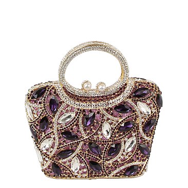 Embellished Leaf Clutch Evening Bag