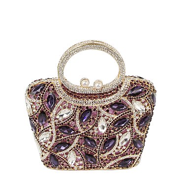 Embellished Leaf Clutch Evening Bag