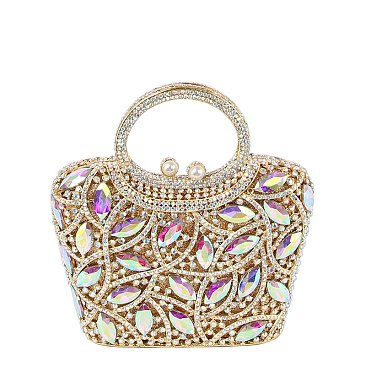 Embellished Leaf Clutch Evening Bag