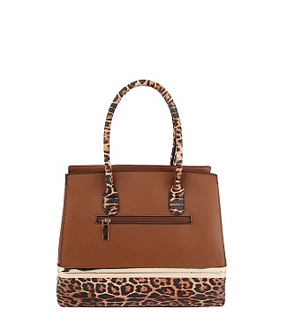 Leopard Colorblock Padlock 2-in-1 Satchel