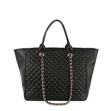 Quilted Tote Bag With Chain Strap