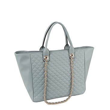 Quilted Tote Bag With Chain Strap