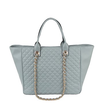 Quilted Tote Bag With Chain Strap