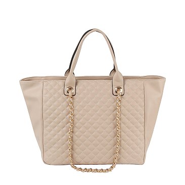 Quilted Tote Bag With Chain Strap