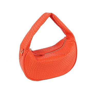 Embossed Woven Shoulder Bag Hobo