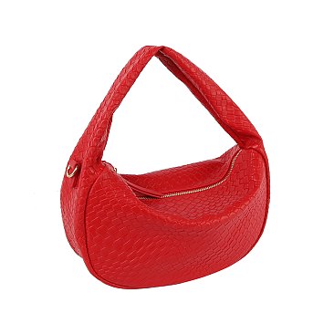 Embossed Woven Shoulder Bag Hobo