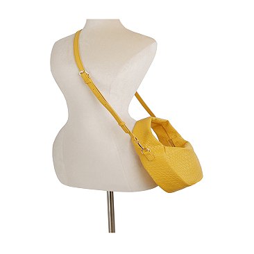 Embossed Woven Shoulder Bag Hobo