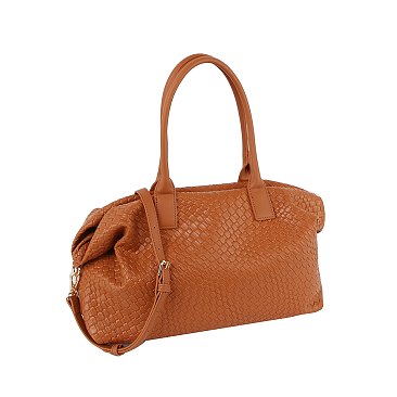 Embossed Woven Duffle Overnight Weekender Bag