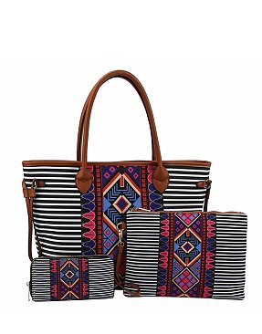 Native American Tribal Aztec Printed Canvas 3-in-1 Shopper