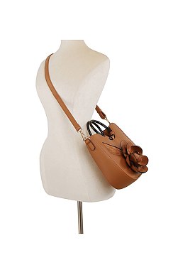 3D Flower Round Top Handle Satchel