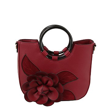 3D Flower Round Top Handle Satchel