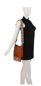 Women Crossbody Guitar strap Tassel Handbag