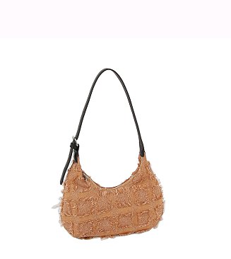 Fringe Flower Plaid Shoulder Bag