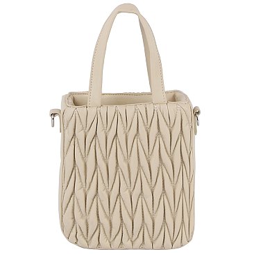 Puffy Chevron Quilted Tote Satchel