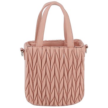 Puffy Chevron Quilted Tote Satchel