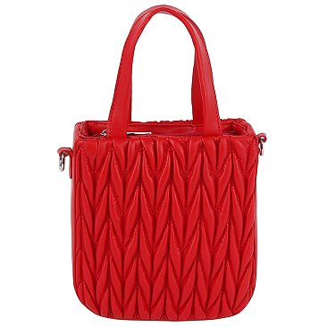 Puffy Chevron Quilted Tote Satchel