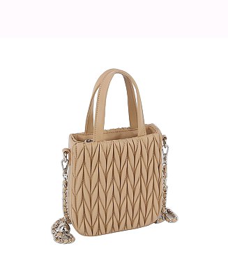 Puffy Chevron Quilted Tote Satchel