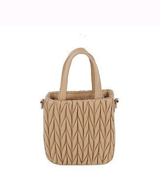 Puffy Chevron Quilted Tote Satchel