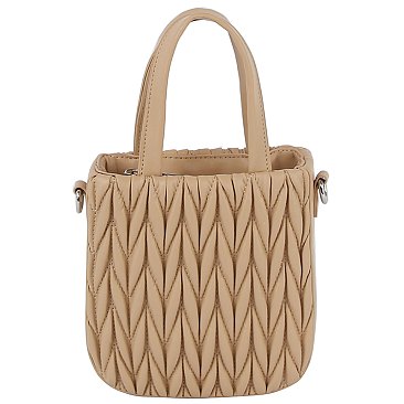 Puffy Chevron Quilted Tote Satchel