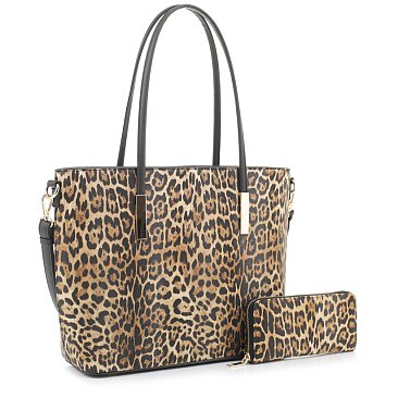 2-in-1 Vida Leopard Print Tote Set