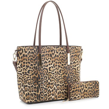 2-in-1 Vida Leopard Print Tote Set