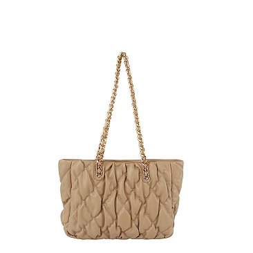 Puffy Quilted Twist Lock Shoulder Bag