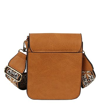 Studded Flap Mini Crossbody Bag Guitar Strap