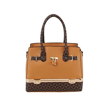 Monogram Colorblock Padlock Satchel