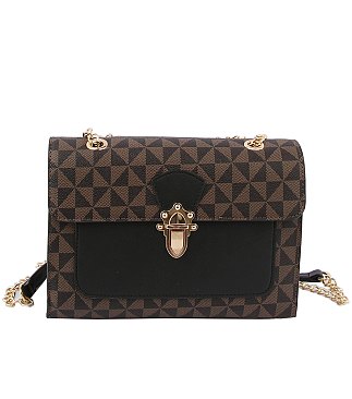 Monogram Push Lock Flap Crossbody Bag