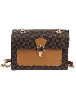 Monogram Push Lock Flap Crossbody Bag