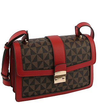 Monogram Push Lock Flap Crossbody Bag