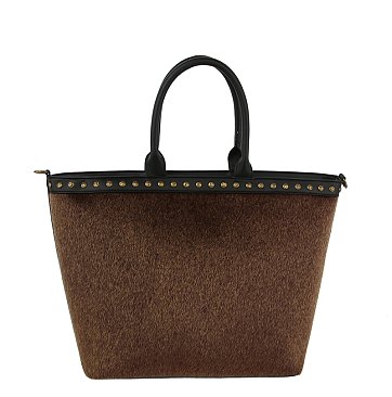 Calf Hair Studded Tote Bag