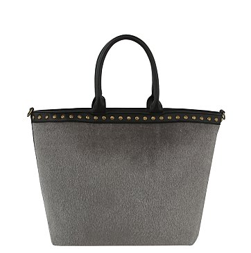 Calf Hair Studded Tote Bag