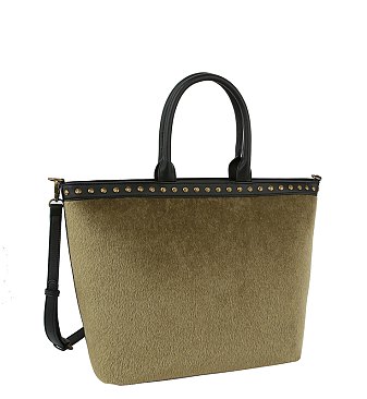 Calf Hair Studded Tote Bag