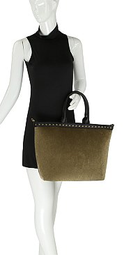 Calf Hair Studded Tote Bag