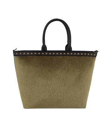 Calf Hair Studded Tote Bag