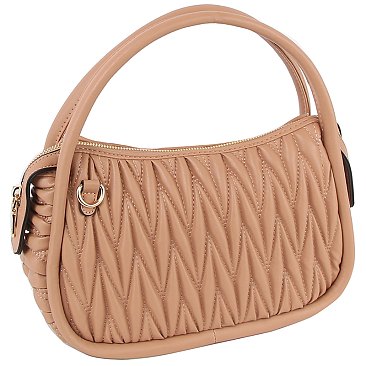 Puffy Chevron Quilted Tote Crossbody Bag