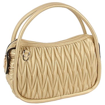 Puffy Chevron Quilted Tote Crossbody Bag