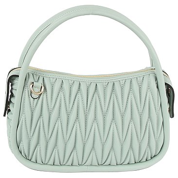 Puffy Chevron Quilted Tote Crossbody Bag