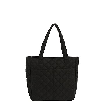 Quilted Nylon Shopper Bag