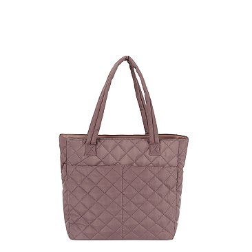 Quilted Nylon Shopper Bag