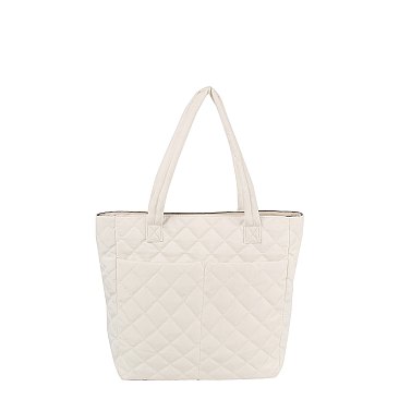 Quilted Nylon Shopper Bag