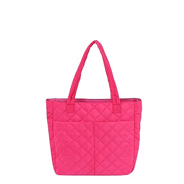 Quilted Nylon Shopper Bag