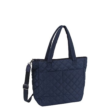 Quilted Nylon Shopper Bag