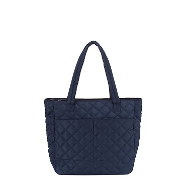 Quilted Nylon Shopper Bag