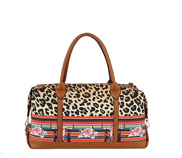 Tribal Leopard Flower Duffle Bag