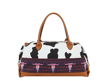 Tribal Cow Flower Duffle Bag