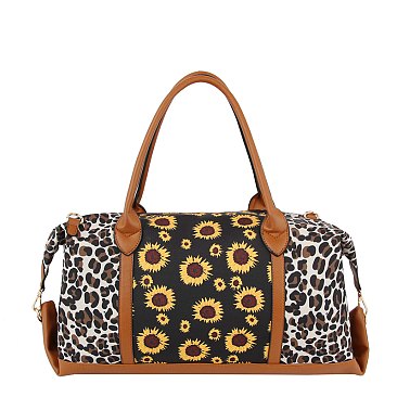 Tribal Leopard Flower Duffle Bag