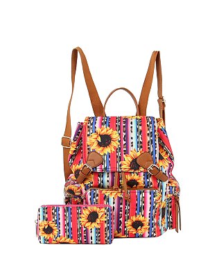 SUN FLOWER Printed Canvas 2-in-1 Backpack